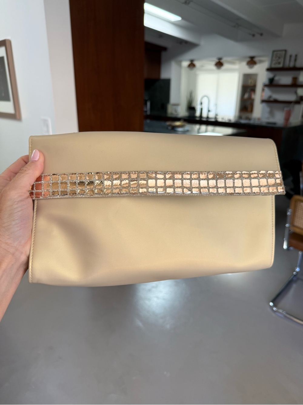 Vintage Parfums Christian Dior champagne gold satin clutch (Trousse de Toulette)